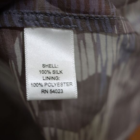 Banana Republic Gray Floral Stripes Pastel Lavender 100% Silk Shirt Top Blouse L - Picture 13 of 13
